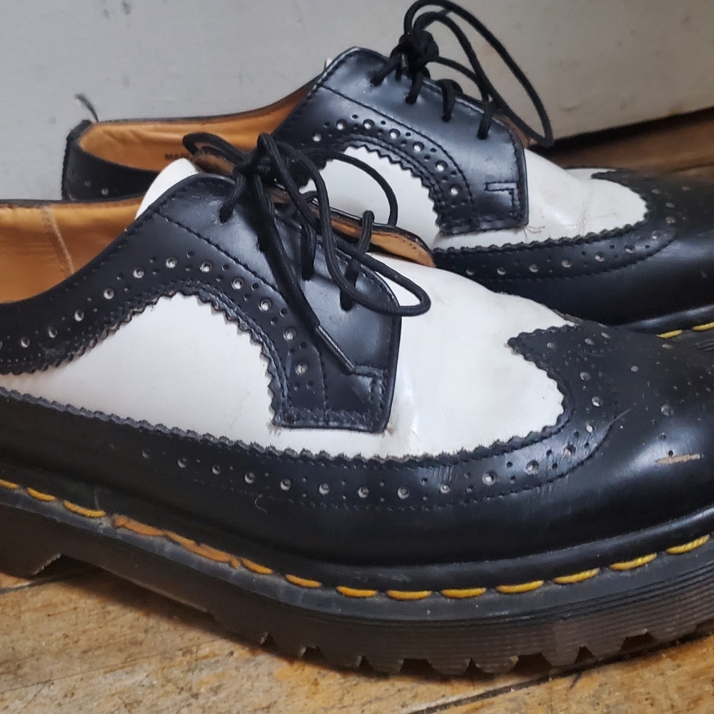 Vintage Dr. Martens Black and White Wing tip Style